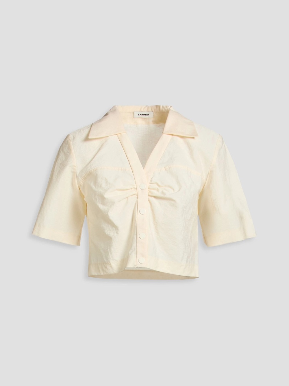 Sandro Cropped Gathered Shirt in ecru size small NWT